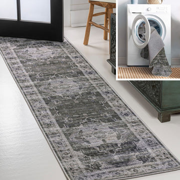 Alanya Ornate Medallion Washable Area Rug
